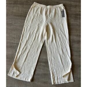 Soft Surroundings Gauze Pants Womens XL Ivory Wide Leg Pull On Boho Resort NWT